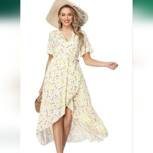 Large Yellow Floral Swing Wrap Dress NEW!